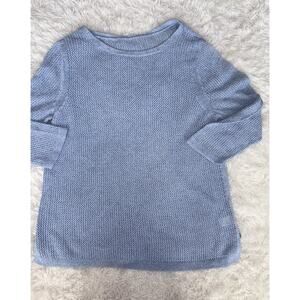Talbots Sz. XL Blue 3/4 Open Cotton Pullover Sweater. Pretty, Grt. Shape